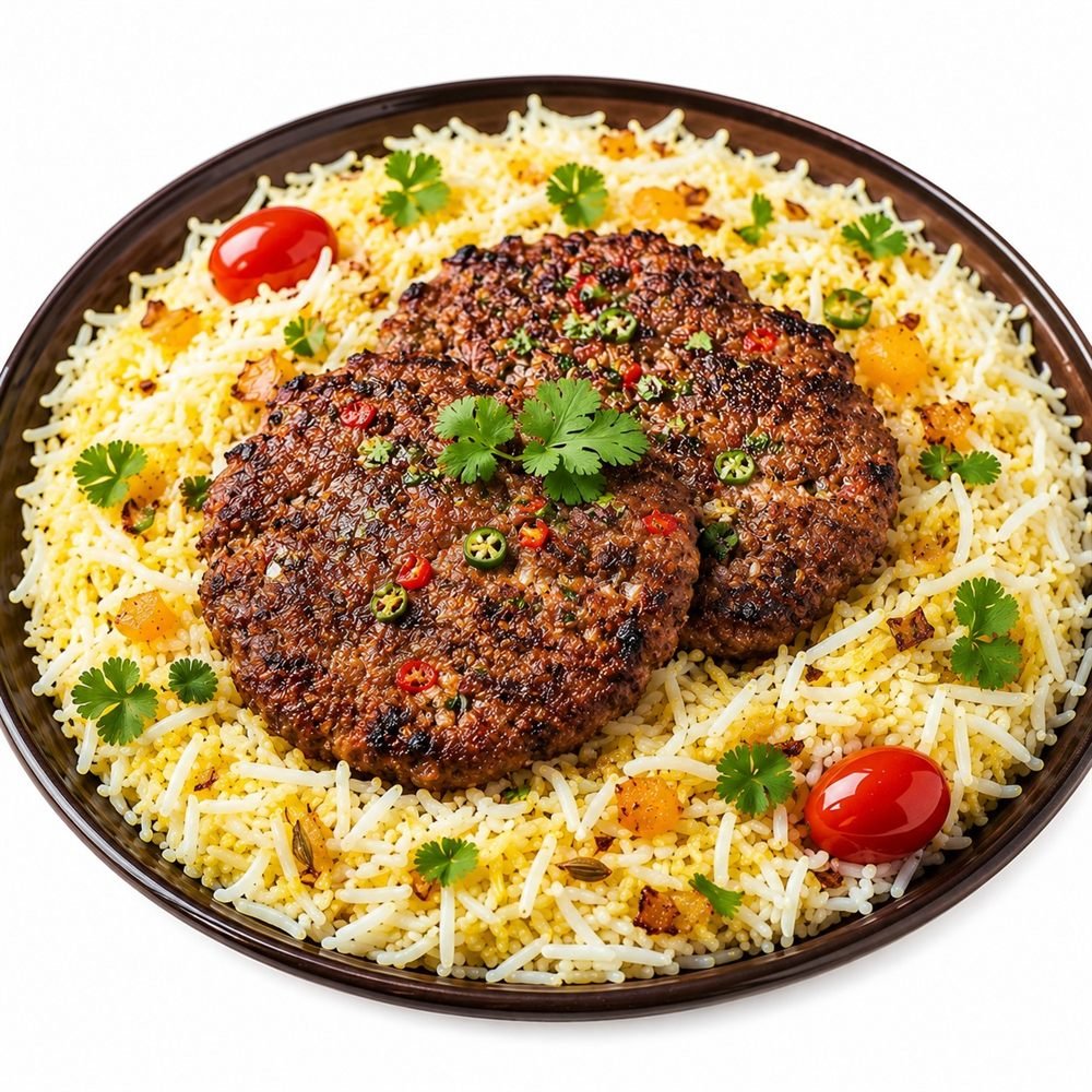 Chapli Kabab Over Rice